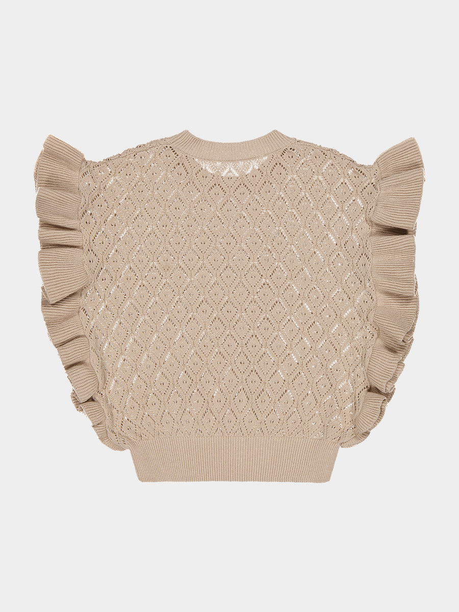 Preston Lace-Knit Top, Creme Brulee – view 8
