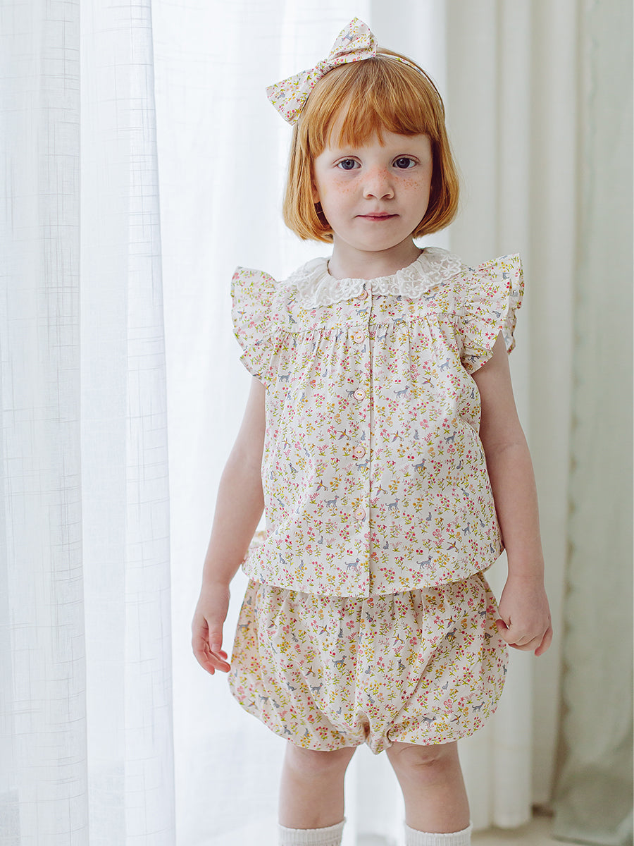 Copenhagen Lace Collar Top & Bloomers Set, Spring Forest – view 6