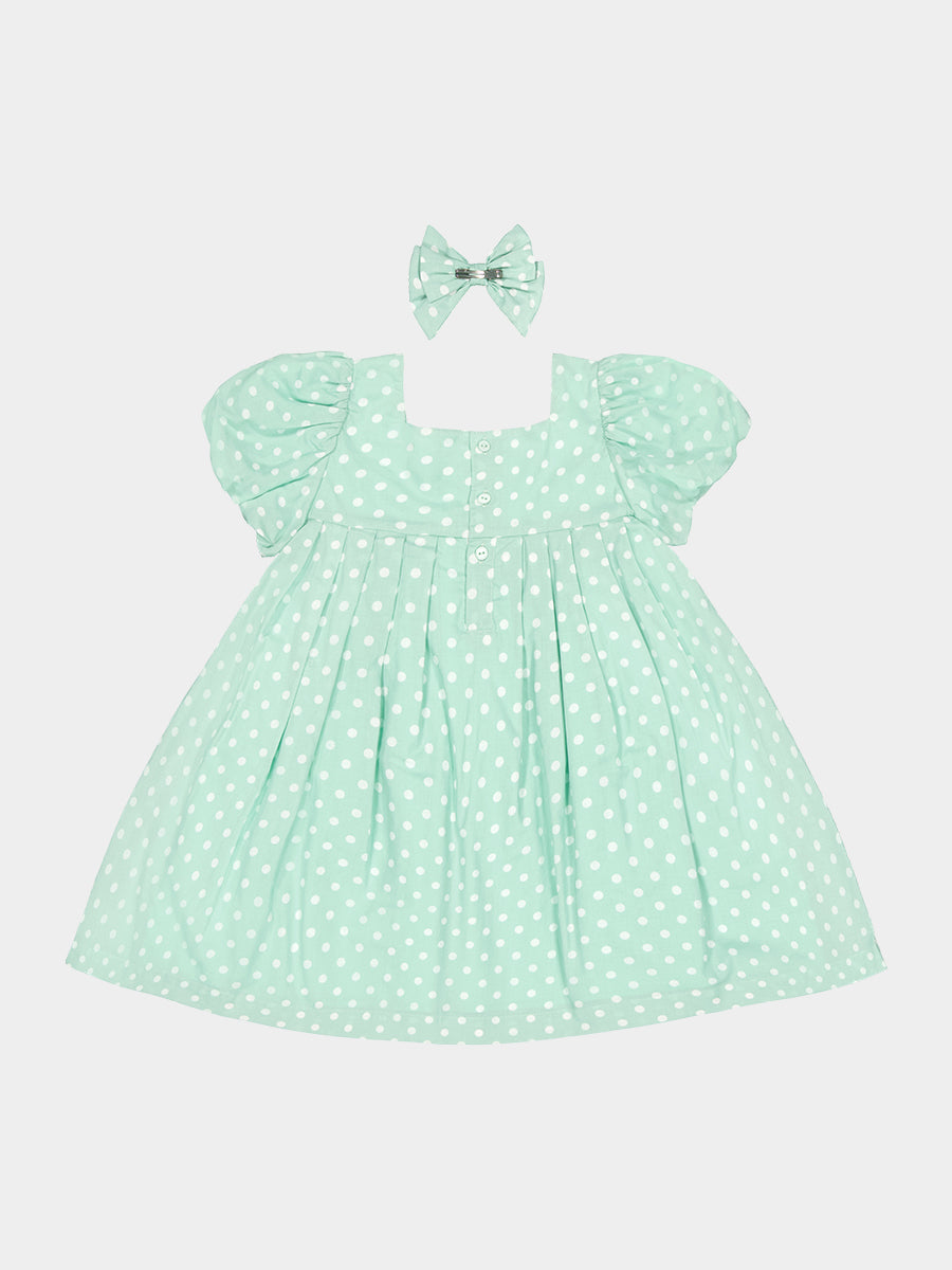 Harrogate Polka Dot Dress, Green Polka – view 8