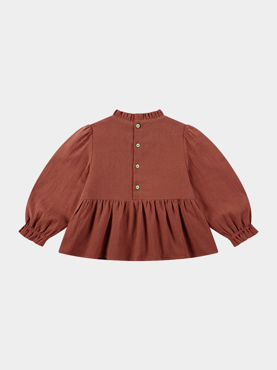 Janelle Hand-Embroidered Blouse, Rust Red – view 8
