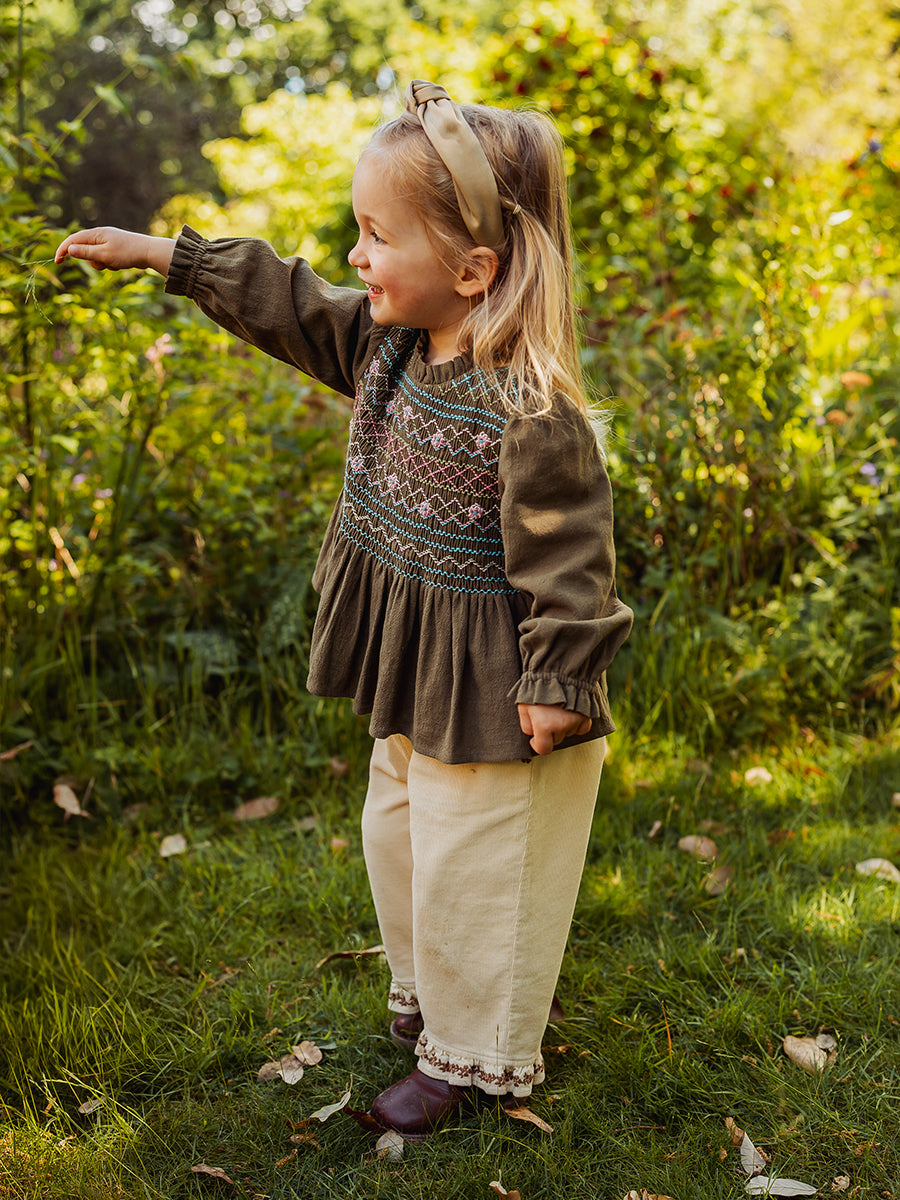 Janelle Hand-Embroidered Blouse, Acacia Green – view 5