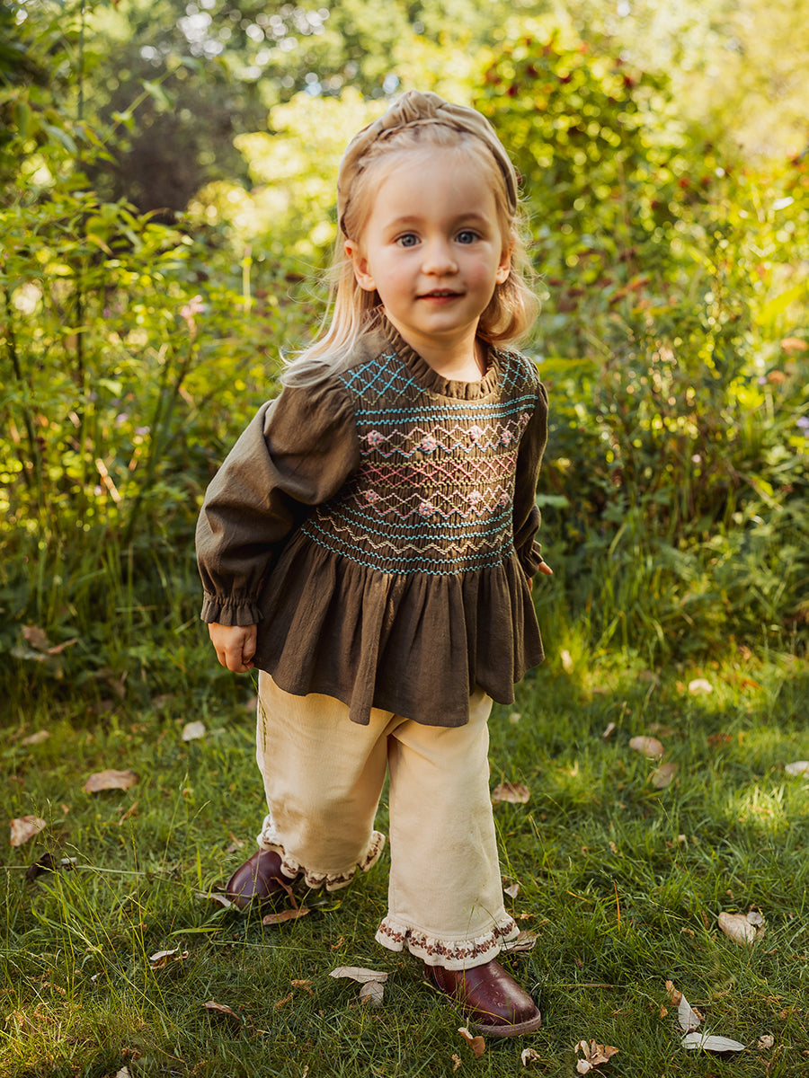 Janelle Hand-Embroidered Blouse, Acacia Green – view 6