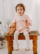 Ely Embroidered Jersey Romper, Almond Pink – view 6