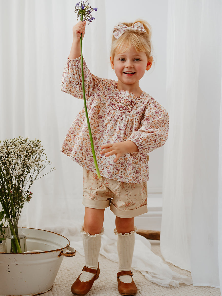 Verona Hand-Embroidered Blouse, Lilac Magnolia – view 6