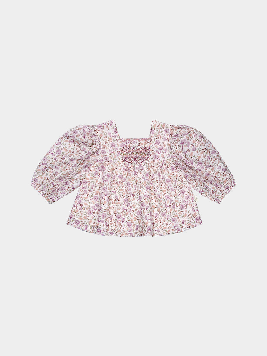 Verona Hand-Embroidered Blouse, Lilac Magnolia – view 2