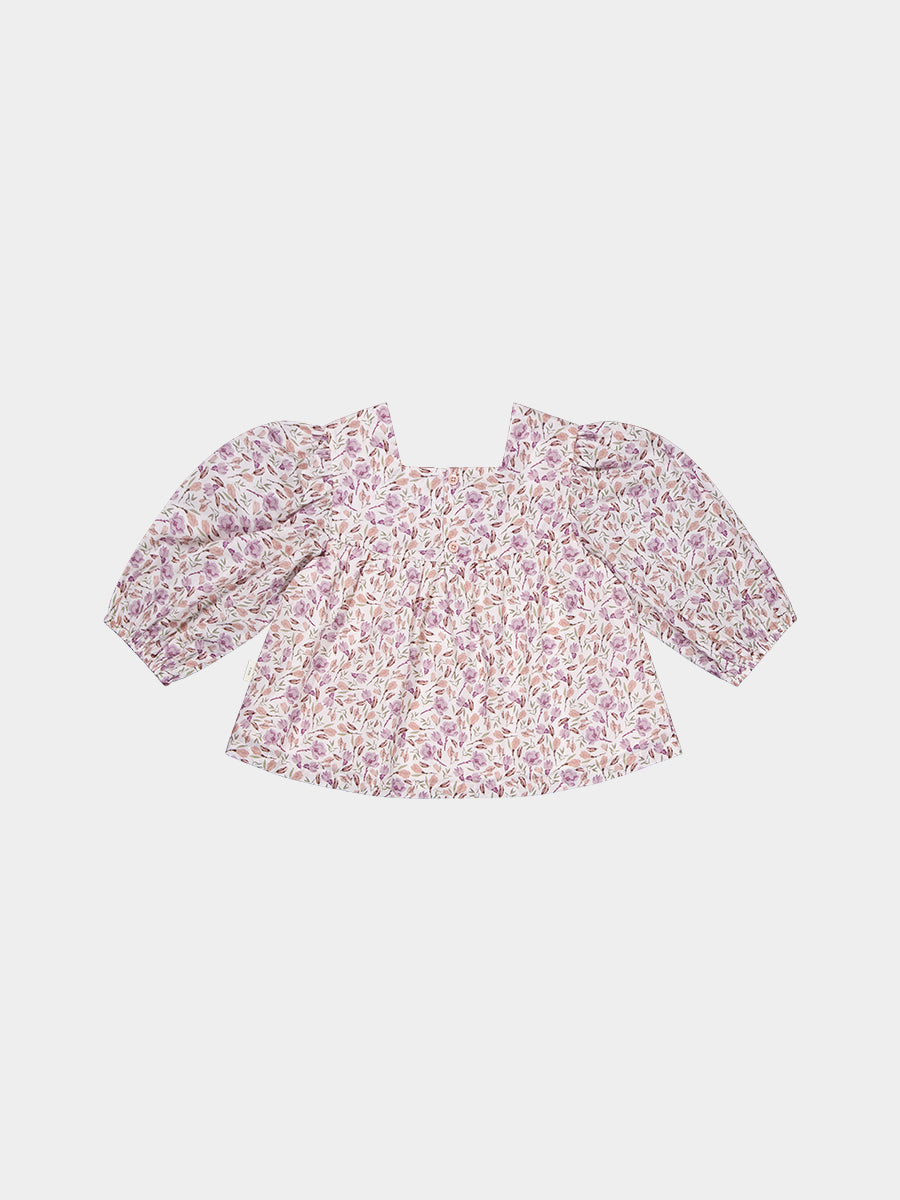 Verona Hand-Embroidered Blouse, Lilac Magnolia – view 8