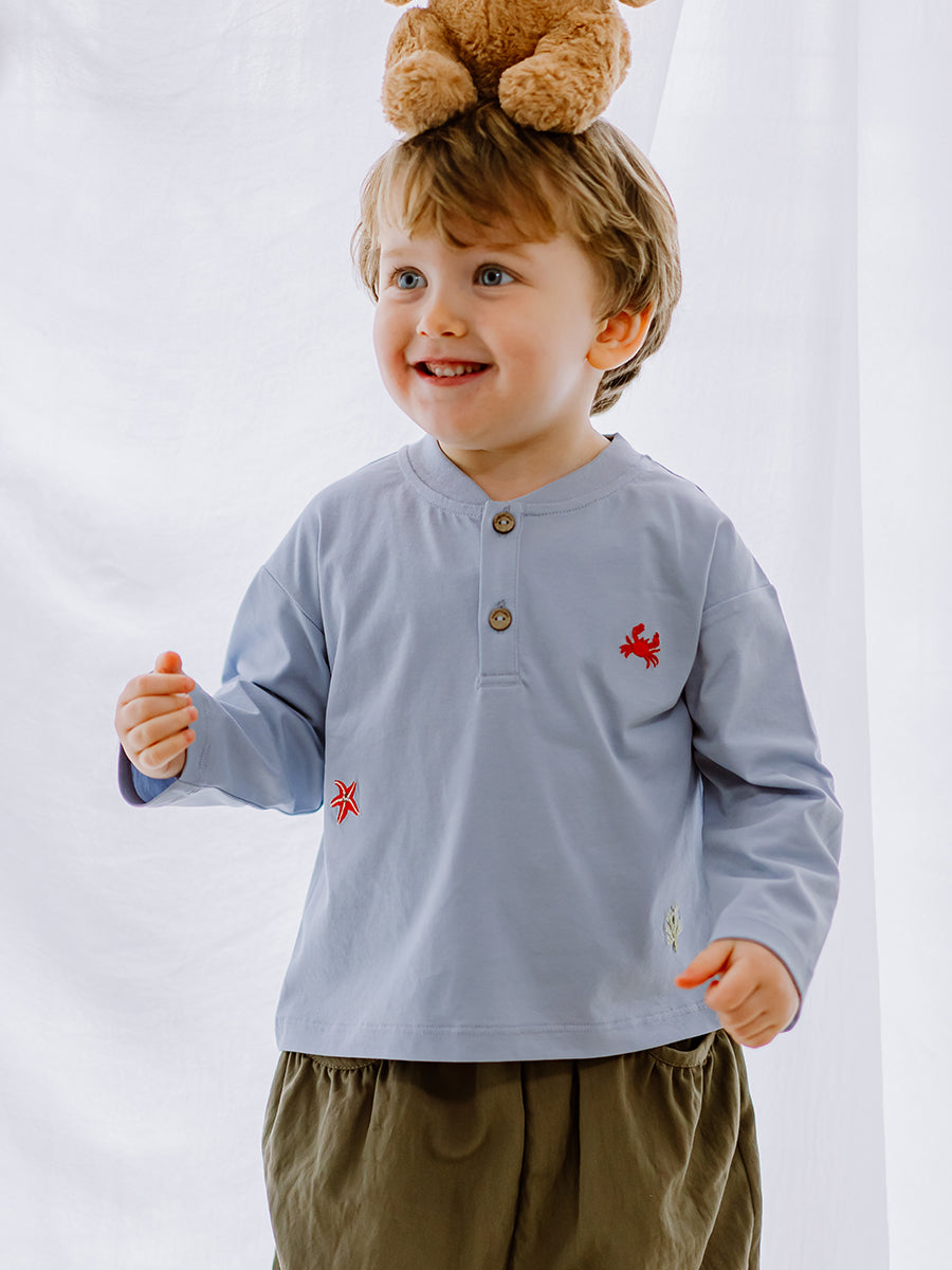 Metz Embroidered Top, Cloudy Blue – Happyology