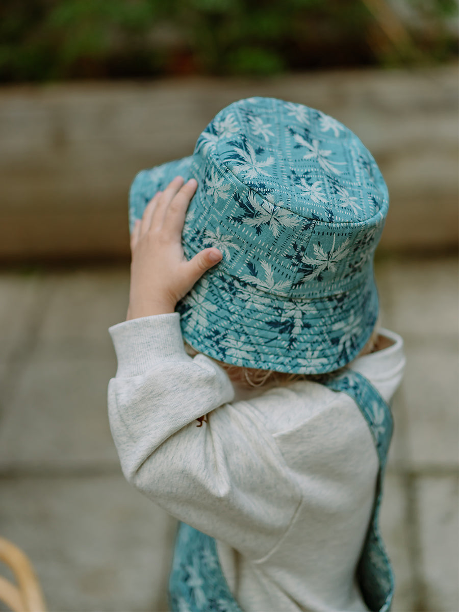 Rome Sun Hat, Coconut Tree Grove, Denim – Happyology