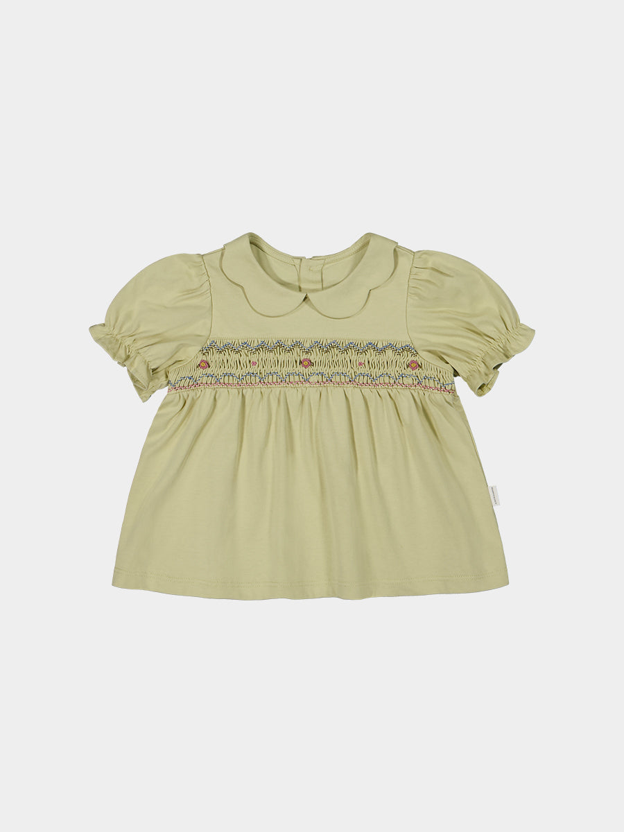 Taormina Hand-Smocked Top, Mustard Yellow – view 2
