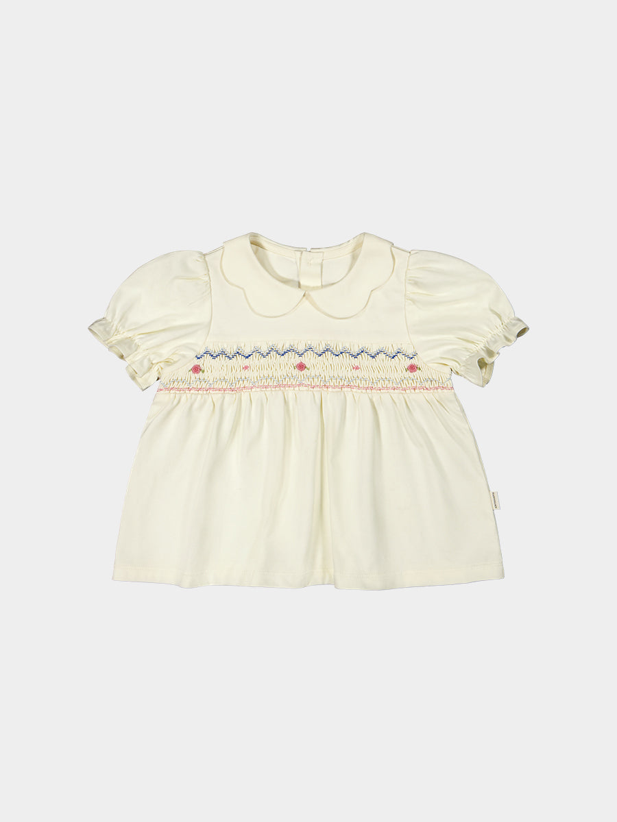 Taormina Hand-Smocked Top, Crème Brulee – view 2