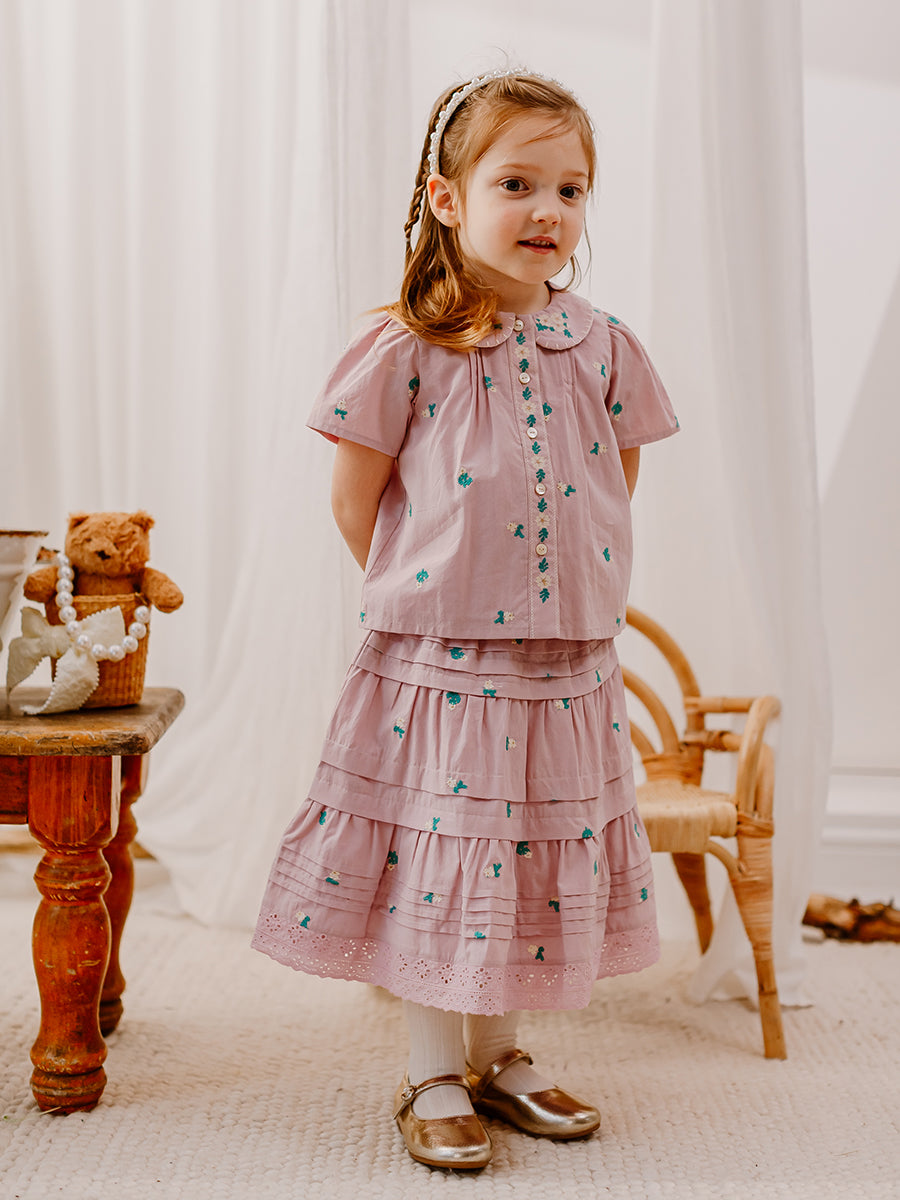 Granada Embroidered Blouse, Light Lilac – view 7
