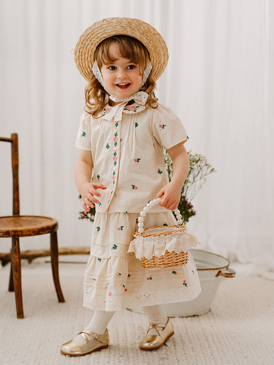 Granada Embroidered Blouse, Crème Brulee – Happyology