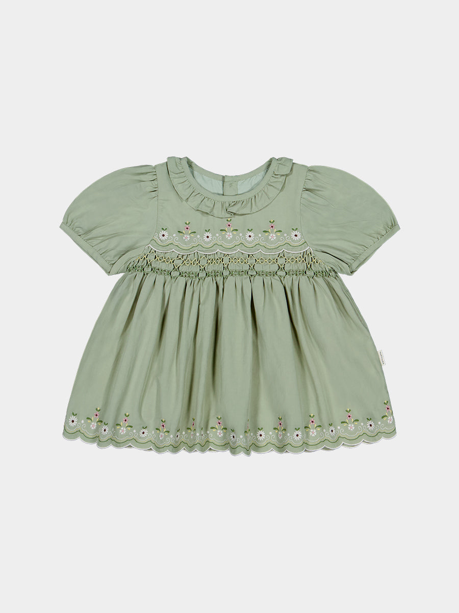 Dover Hand-Smocked Blouse, Kiwi Green – view 2
