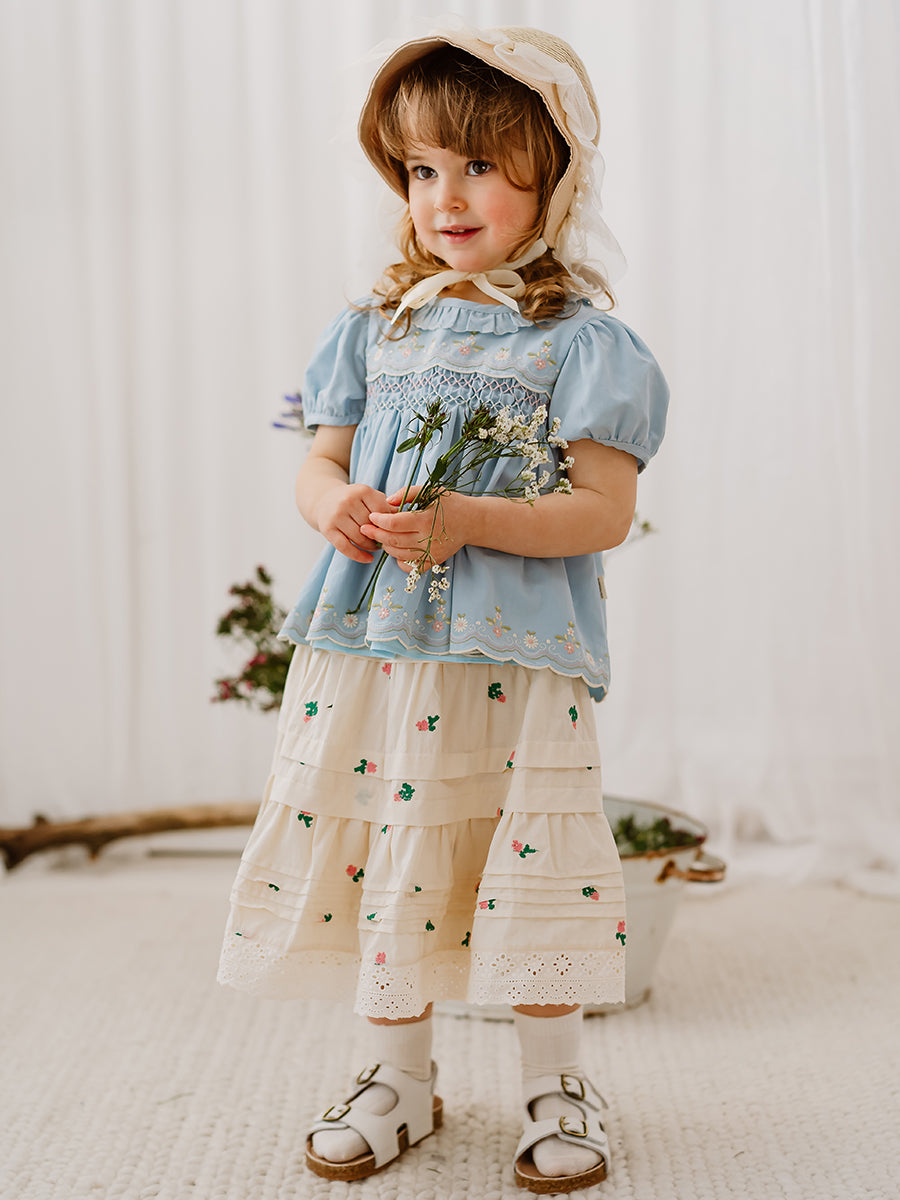 Dover Hand-Smocked Blouse, Sky Blue – Happyology