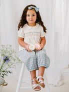 Valladolid Trousers, Ceramic Flowers, Teal – view 4