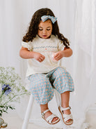 Valladolid Trousers, Ceramic Flowers, Teal – view 6