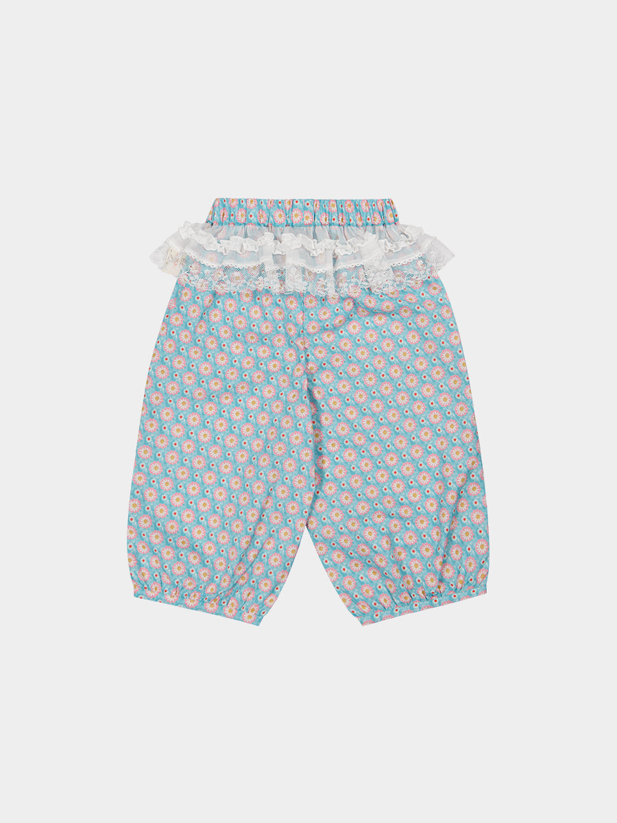 Valladolid Trousers, Ceramic Flowers, Teal – view 8