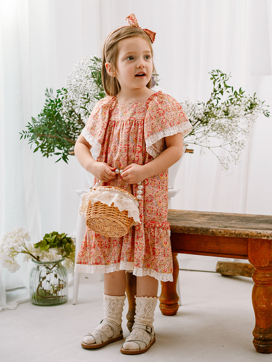 Aarhus Bow Dress, Blooming Peony, Pink – Happyology