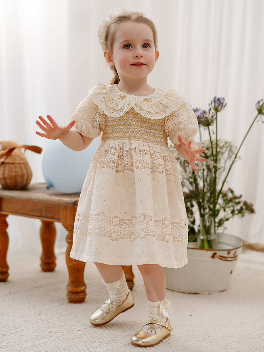 Gothenburg Embroidered Dress, Almond White – Happyology