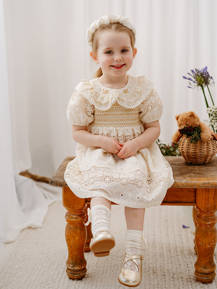 Gothenburg Embroidered Dress, Almond White – view 4