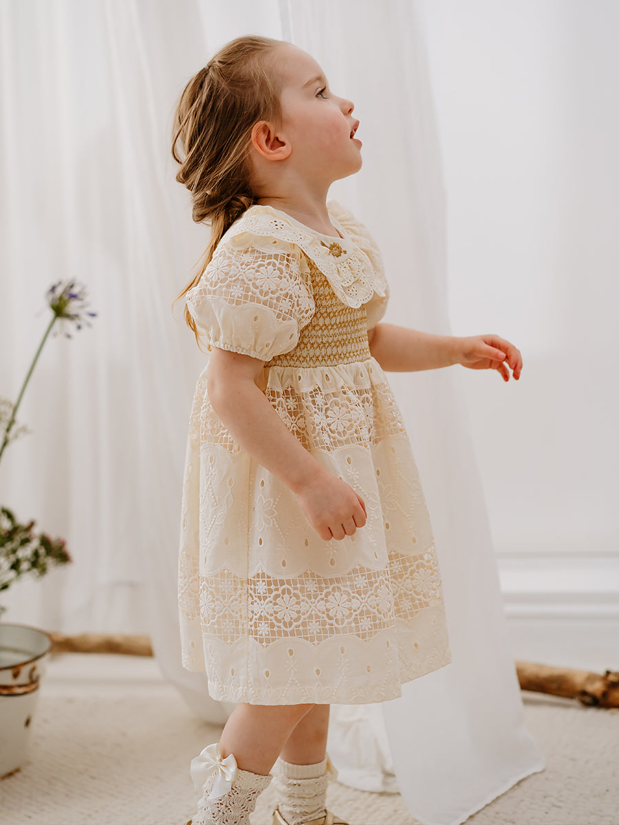 Gothenburg Embroidered Dress, Almond White – view 6