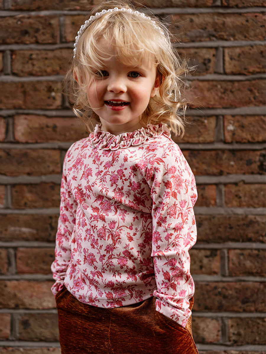 Manchester Ruffle-Neck Top, Toile de Jouy Rouge – view 5