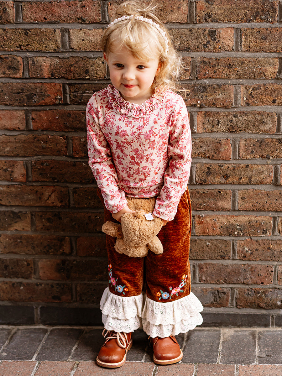 Manchester Ruffle-Neck Top, Toile de Jouy Rouge – view 6