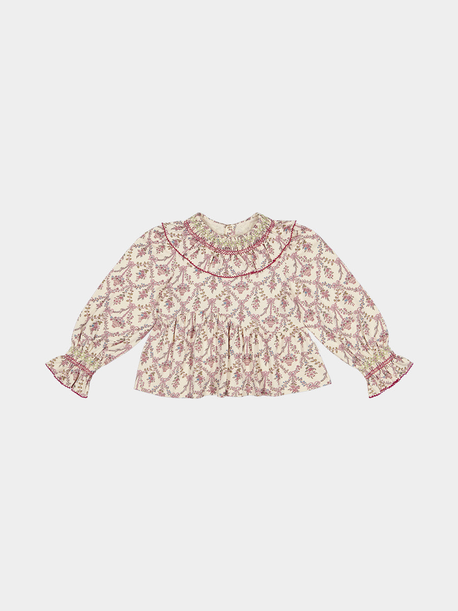 Charleston Smocked Tee, Flower Basket, Rice – view 2