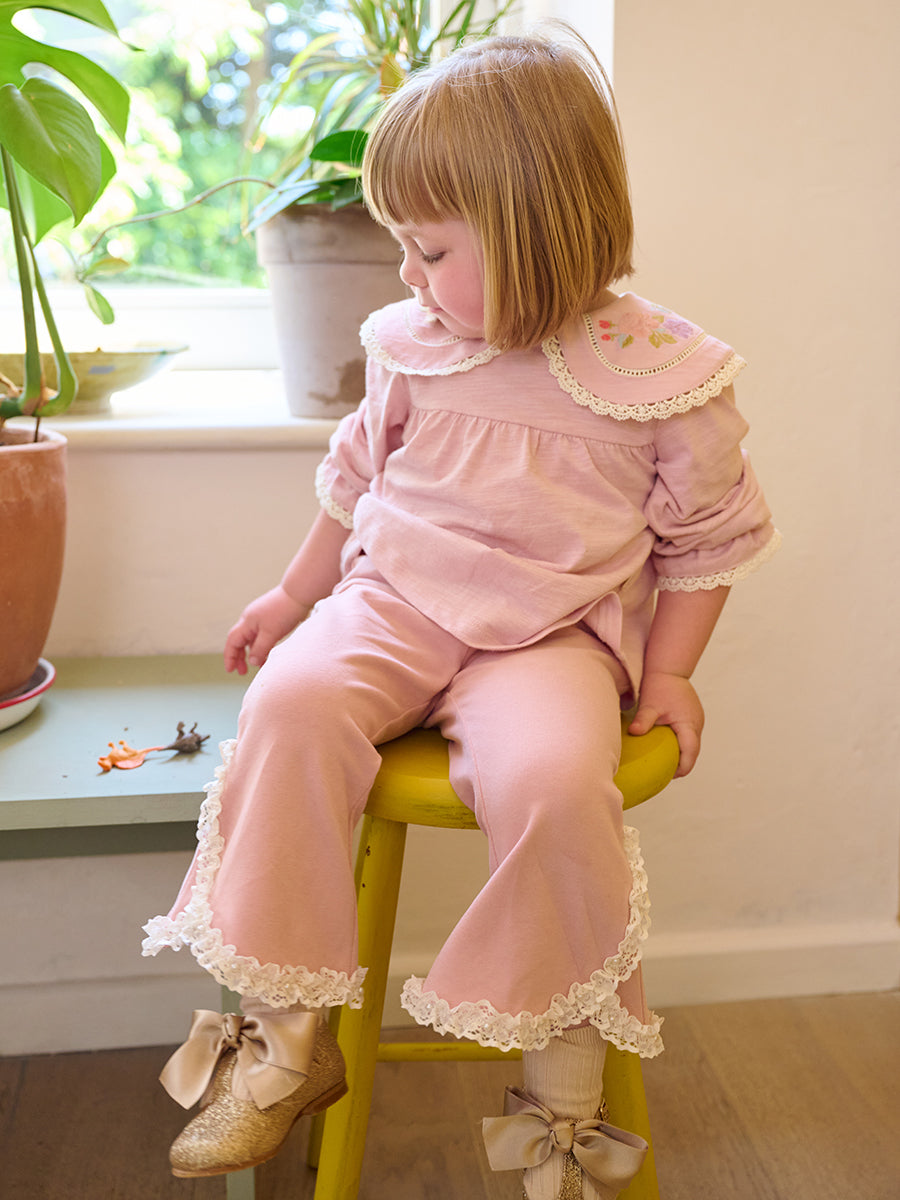 Quebec Embroidered Tee, Light Rose – view 5