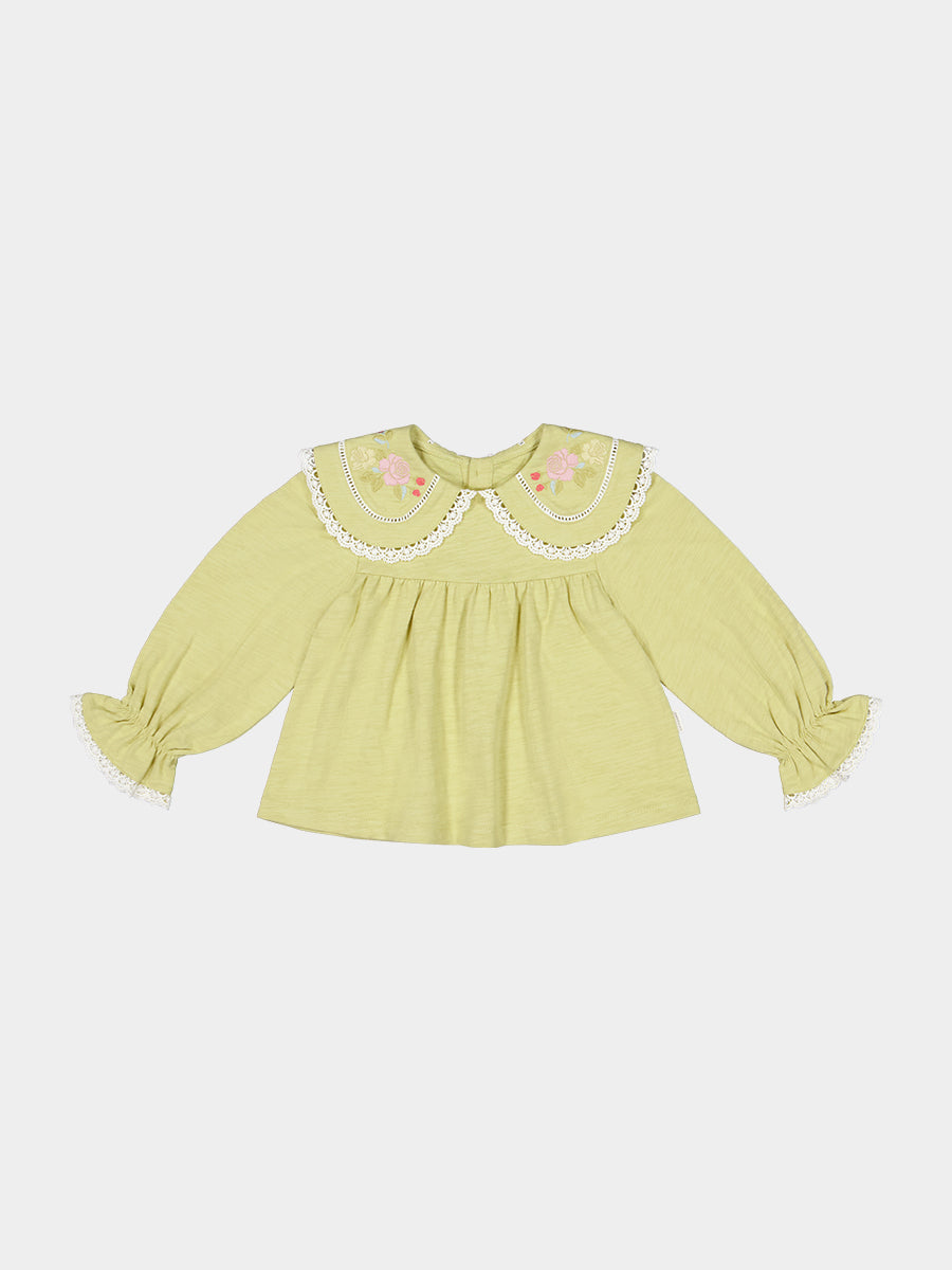 Quebec Embroidered Tee, Acacia Green – view 2