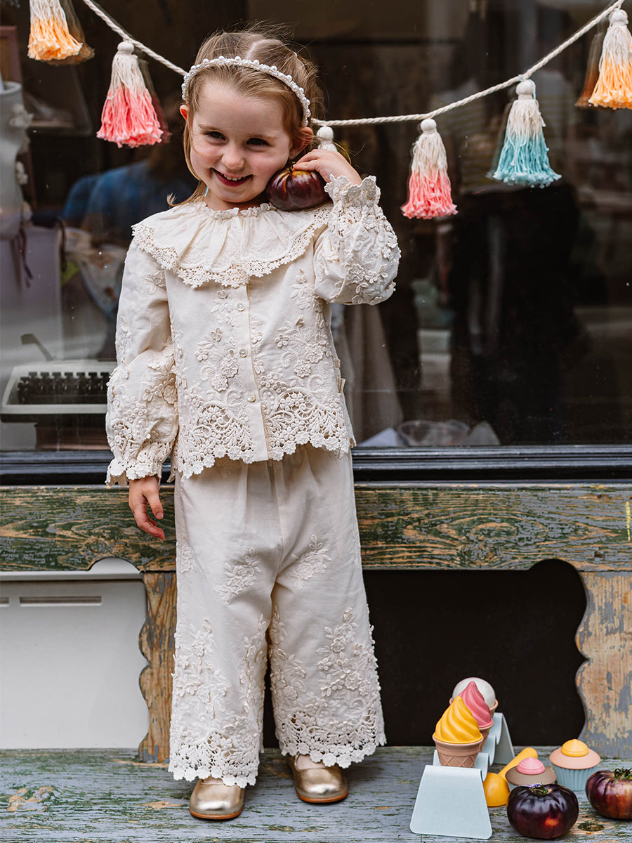 Lucerne Broderie Anglaise Blouse, Crème Brulee – view 3