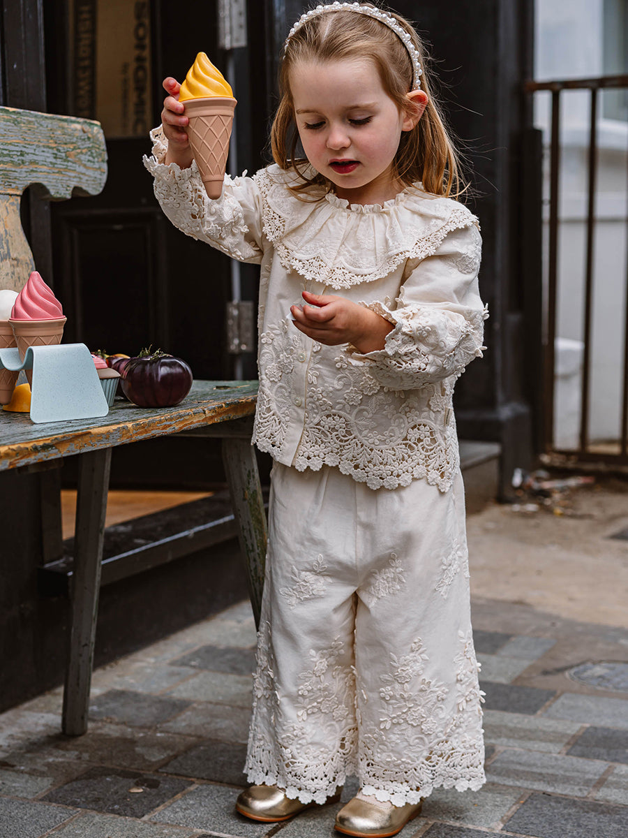 Lucerne Broderie Anglaise Blouse, Crème Brulee – view 5