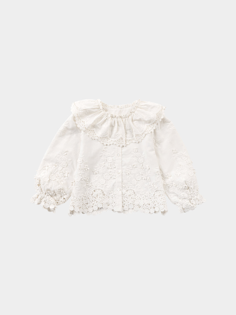 Lucerne Broderie Anglaise Blouse, Crème Brulee – view 2