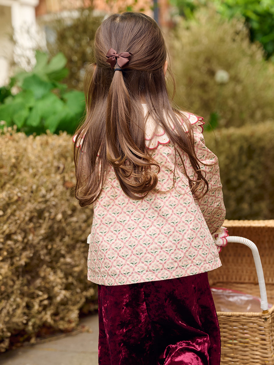 Venice Double-Collar Shirt, Windsor Tile Flowers, Pink – view 7