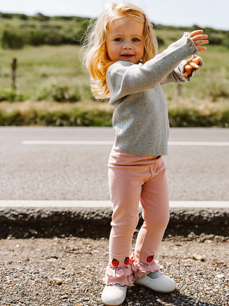 Salisbury Hand-Embroidered Leggings, Almond Pink – view 6