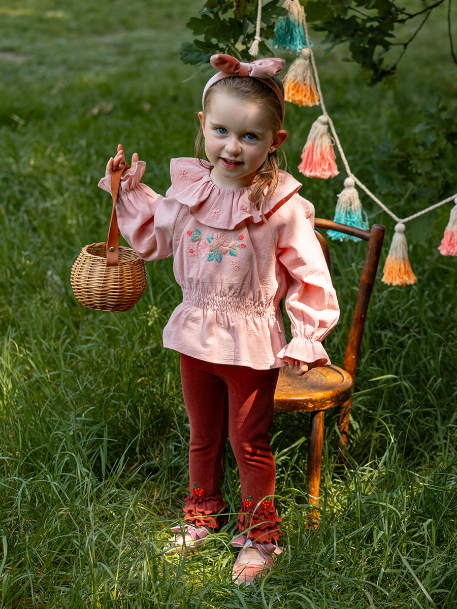 Salisbury Hand-Embroidered Leggings, Cappuccino – view 5