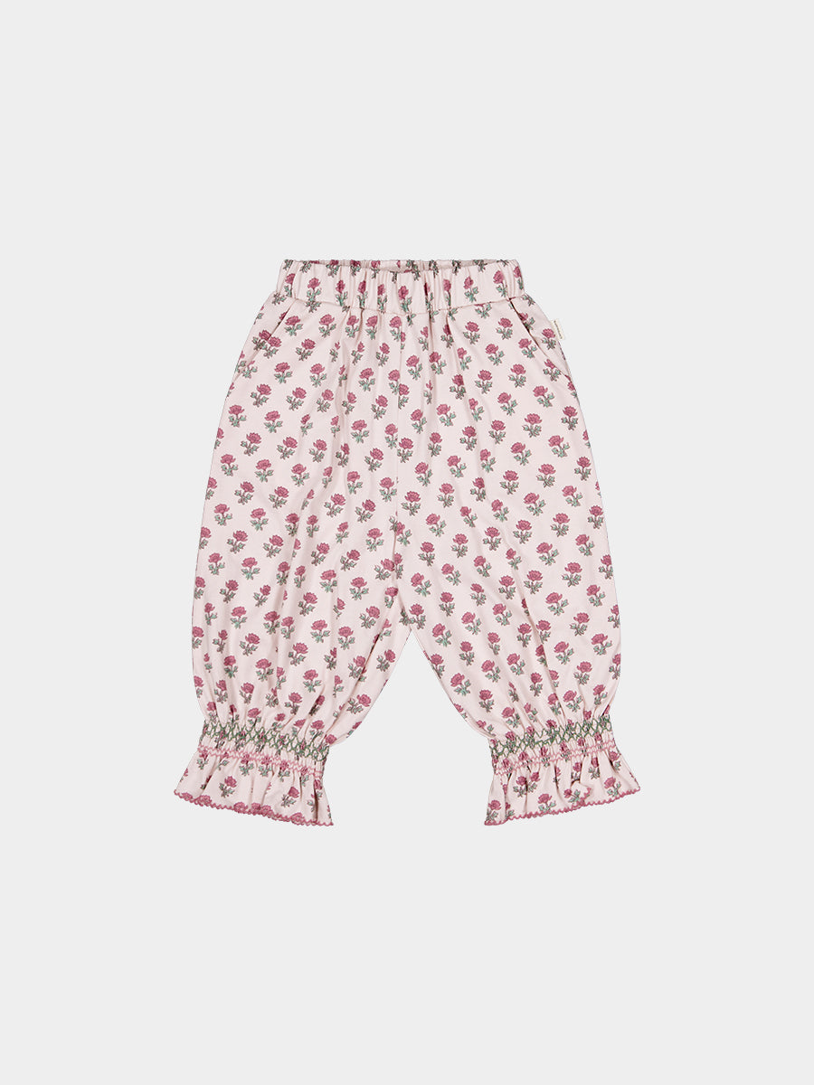 Bruges Smocked Trousers, Block Print Peony, Butterscotch – view 2