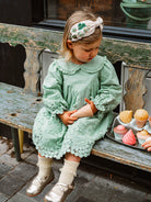 Lucerne Broderie Anglaise Dress, Pea Green – view 2