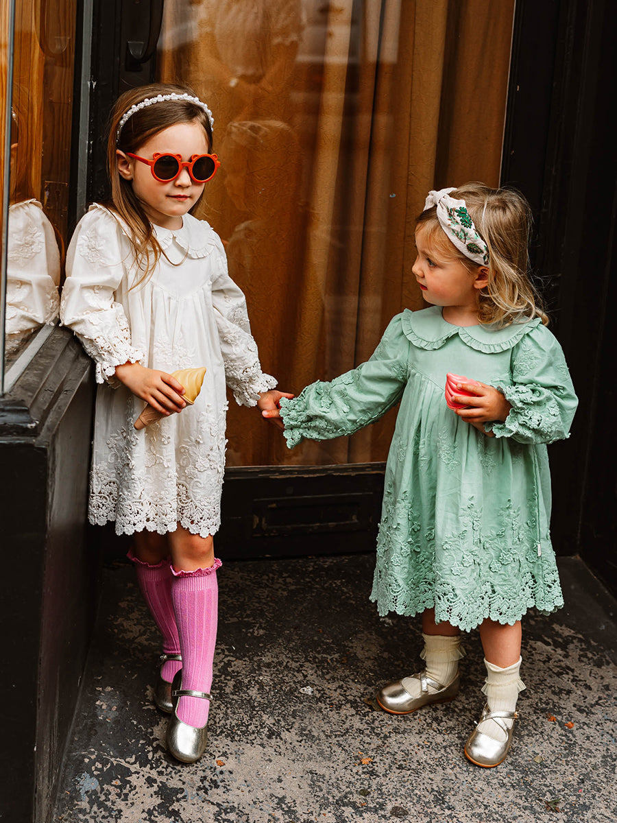 Lucerne Broderie Anglaise Dress, Pea Green – view 6