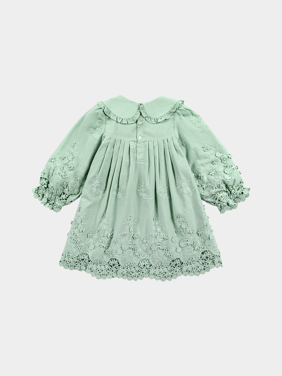 Lucerne Broderie Anglaise Dress, Pea Green – view 8